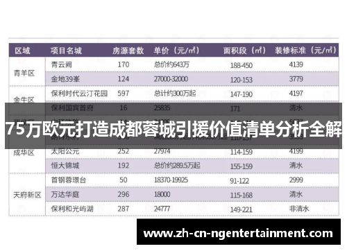 75万欧元打造成都蓉城引援价值清单分析全解